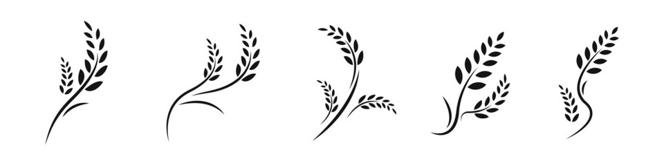 Wheat vector icons.wheat silhouettes. Grain symbols. EPS 10