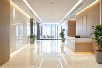 Modern office lobby, bright and spacious
