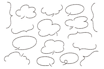 手描きのシンプルなゆるい白黒の吹き出しセット