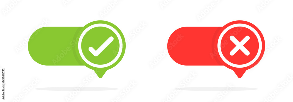 Poster checkmark icons. checkbox vector icons. tick and cross buttons. flat style vector icons.