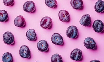 Fresh Organic Plums on Soft Pink Background for Sweet Aesthetic