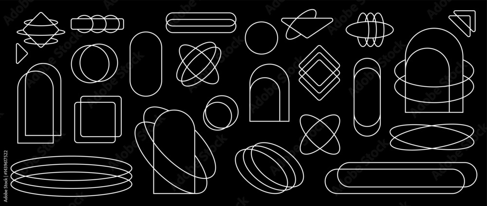 Poster frame icon set. linear frames collection. decorative frames. thin line style vector icons.