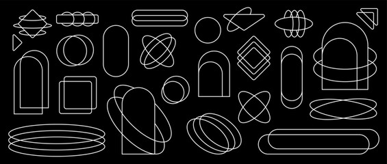 Frame icon set. Linear frames collection. Decorative frames. Thin line style vector icons.