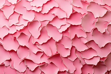 Close-up view of a textured surface of pink paper shards.