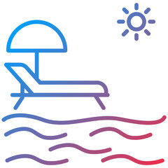 Beach Umbrella Line Icon Style