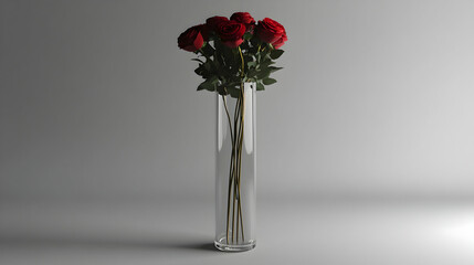 Obraz premium Red Roses in a Glass Vase: A Simple and Elegant Still Life