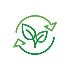 leaf recycling symbol on white background for web and graphic design