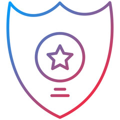 Police Badge Line Icon Style