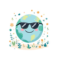 earth vector illustration with funny sun glasses