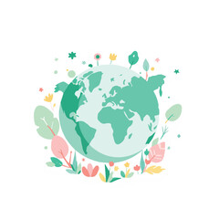 green planet earth with flowers