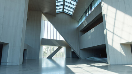 Fototapeta premium Empty spacious room with concrete walls