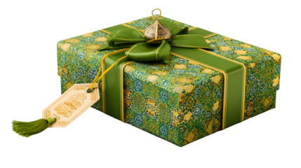 Eid ul-Adha Gift Box with Ribbon and Tag - Isolated on Transparent background