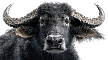 Naklejka premium Hyper-Realistic Nili-Ravi Buffalo with Prominent Forehead - Isolated on Transparent background