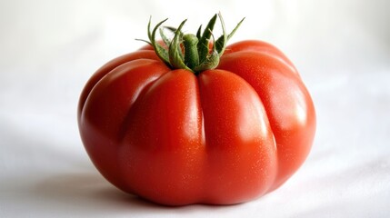 Fresh red tomato on a white background.
