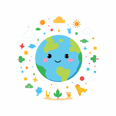 happy earth vector illustration