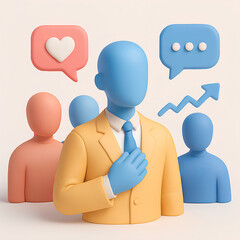  Modern Digital Leadership and Communication - 3D Illustration - generative AI