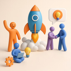 Digital Innovation and Collaboration - 3D Illustration  - generative AI