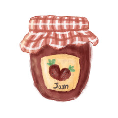 strawberry jam in glass jar