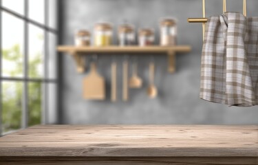 Kitchen countertop with blurred background