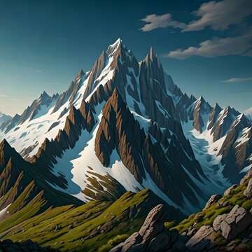Mount Halgurd Snowy Slopes and Rugged Peaks of Iraq