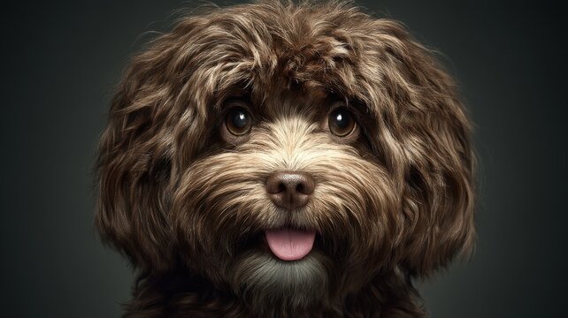 Adorable Brown Havapoo Portrait with Tongue Out havapoo dog puppy cute adorable brown furry portrait
