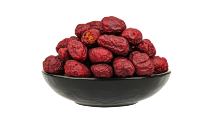 Bowl of Dried Dates on Transparent Background for Healthy Snacking and Culinary Uses