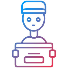 Delivery Man Line Icon Style
