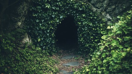 Fototapeta premium Enigmatic Green Tunnel: A Mysterious Passage Hidden in Nature's Embrace