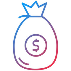 Money Bag Line Icon Style