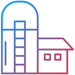 Silo Line Icon Style