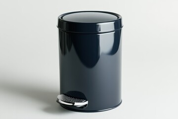 Modern trash bin with foot pedal in deep navy color for kitchen or office use