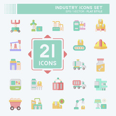 Icon Set Industry. related to Education symbol. flat style. design editable