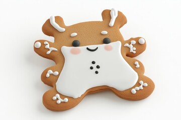 Naklejka premium Cute gingerbread reindeer cookie