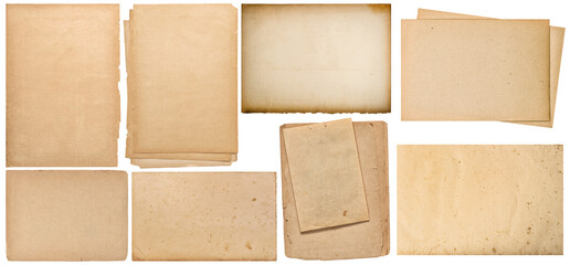 Isolated paper sheets, book pages, cardboard on white background. Scrapbooking and crafting...