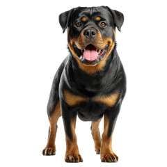 Obraz premium Happy Rottweiler Dog Isolated on Transparent Background
