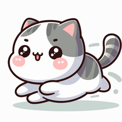 Fototapeta premium Digitally rendered image of a cartoon cat character, showcasing a playful, dynamic leap.