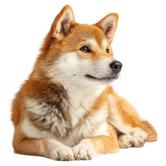 Fototapeta premium Shiba Inu Dog Lying Down Isolated.