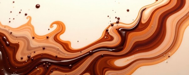 Swirling chocolate & coffee watercolor, milk marbling , aesthetic, artistic