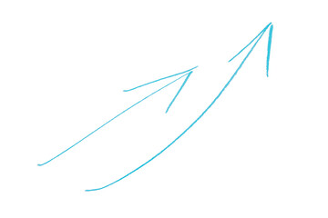 hand draw of grunge blue arrow marker isolated transparent png background,Design template or mockup.design element