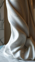 white marble sculpture of a woman with a flowing dress