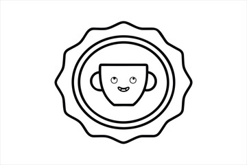 smiling coffee cup inside a retro icon logo