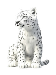 Naklejka premium Snow Leopard for Wildlife and Nature Art - Isolated on White Background