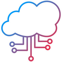 Cloud Computing Line Icon Style