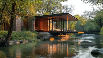 Obraz premium Tranquil riverside retreat