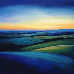 Tranquil, rolling hills at dawn