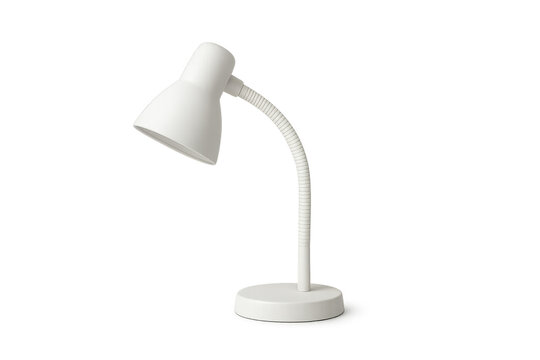 Modern White Desk Lamp with Flexible Neck for Home or Office Use - Powered by Adobe