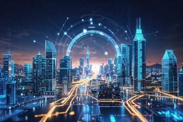 Fototapeta premium Innovative Smart City Solutions Highlighting Technology and Wireless Connectivity
