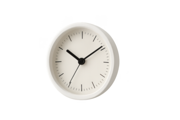 Simple Modern Wall Clock on White Background with Black Hands