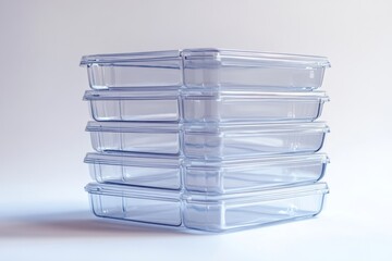 Stacked transparent food storage containers. Practical and versatile for kitchen organization. Ideal for meal prep and food storage. Keep your ingredients fresh. Generative AI