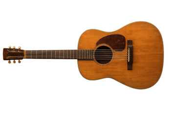 Vintage Acoustic Guitar with Natural Wood Finish on Black Background